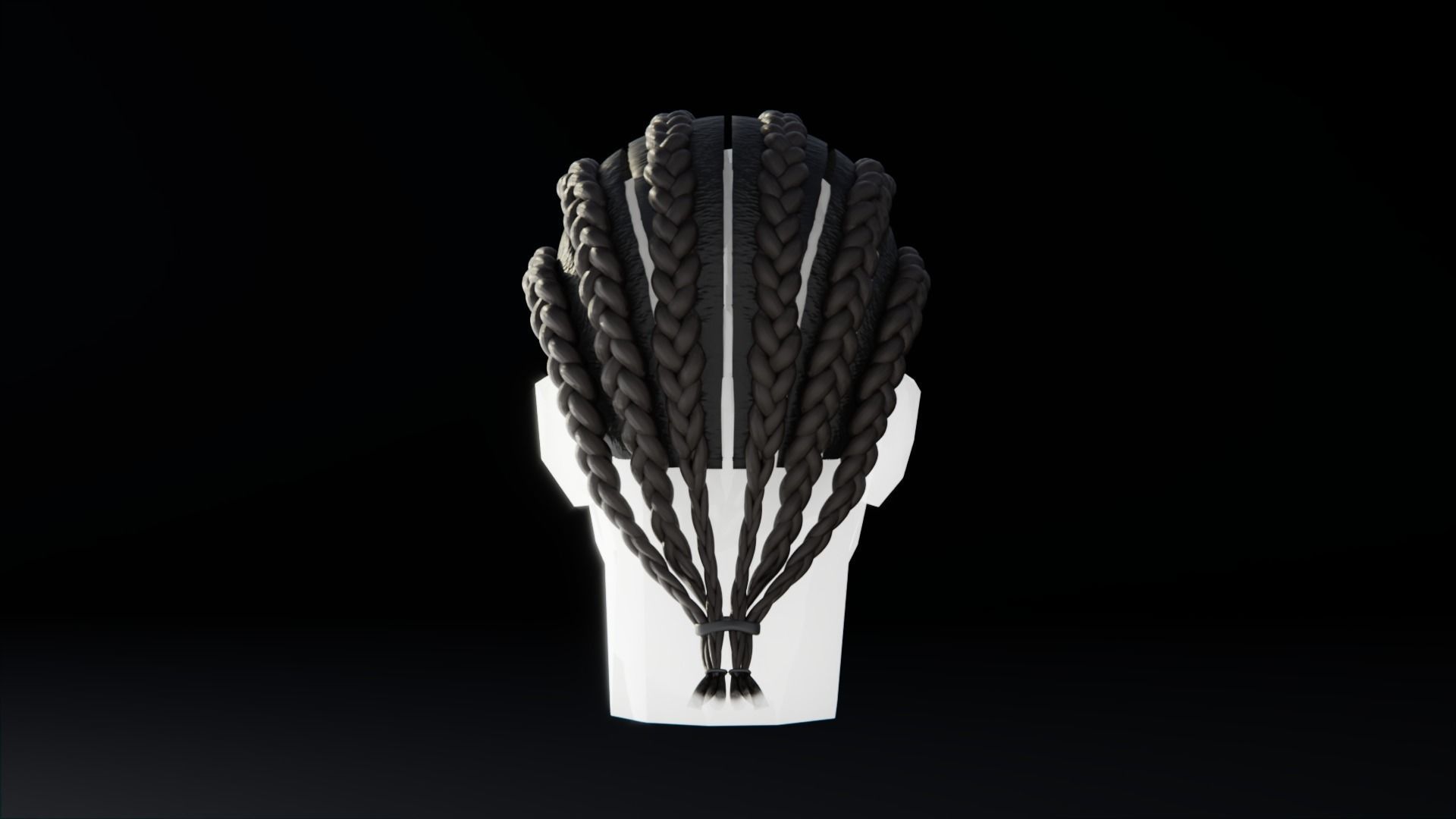 Braids Hairstyle Low-poly 3D model_4