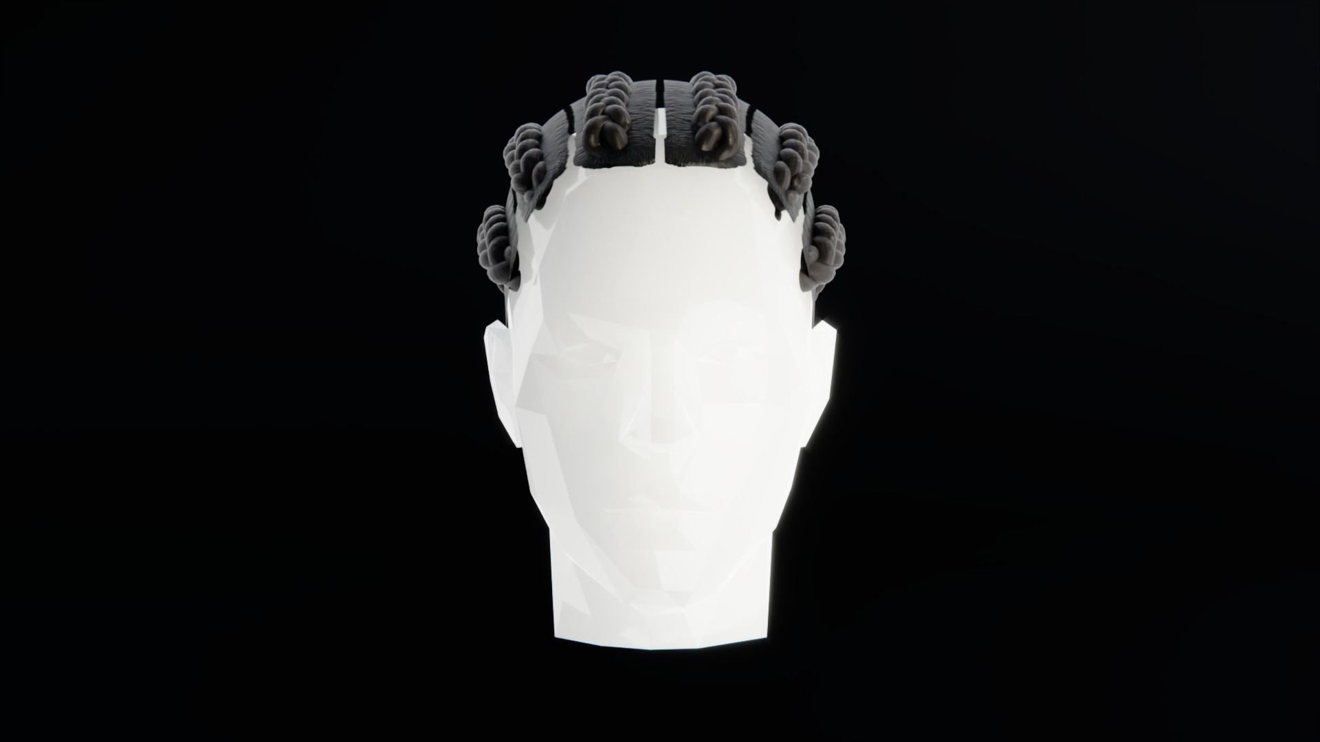 Braids Hairstyle Low-poly 3D model_2