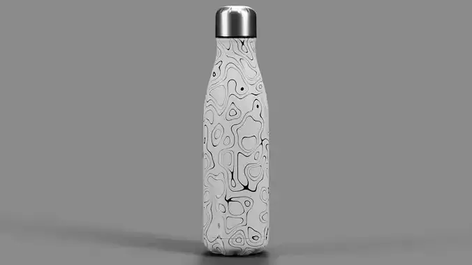 Stainless Steel Water Bottle Topographic Line Hydroflask 3D model
