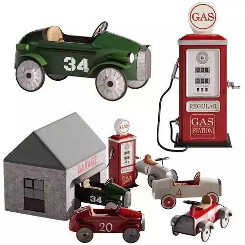 Retro Push Car collection set 1 3D model