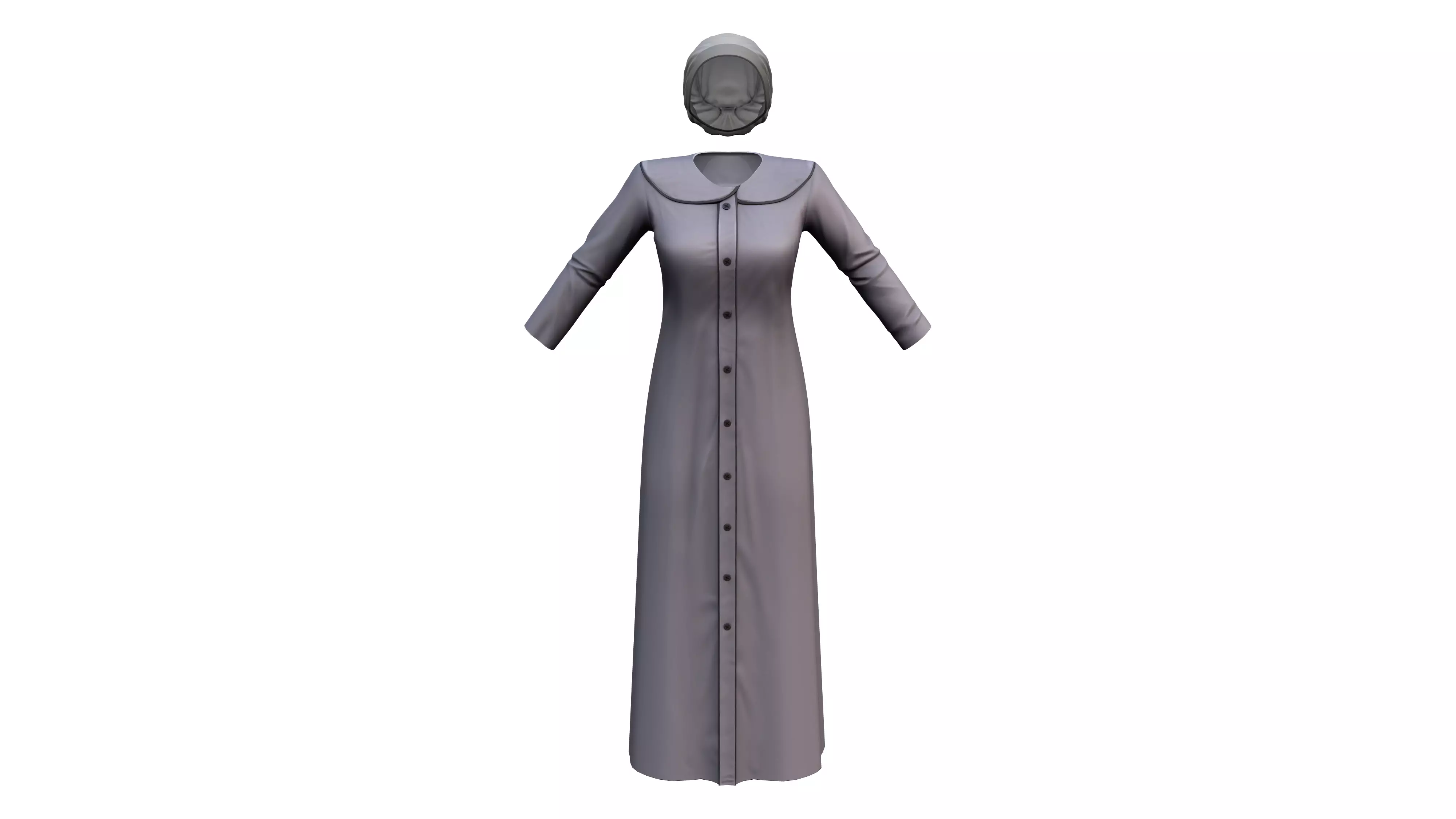 Long Abaya Dress With Head Wrap Scarf Low-poly 3D model