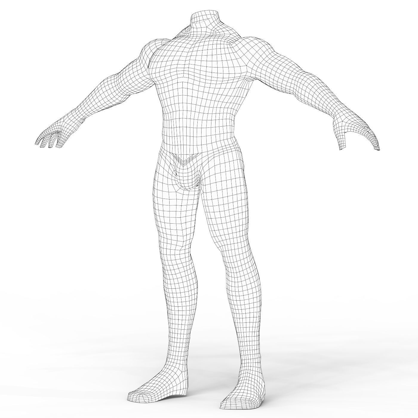 LowPoly Muscular Body Base Mesh Low-poly 3D model_4