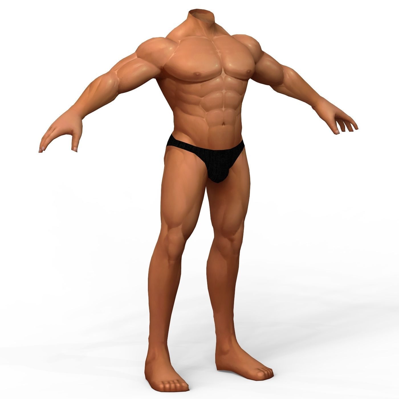 LowPoly Muscular Body Base Mesh Low-poly 3D model_3