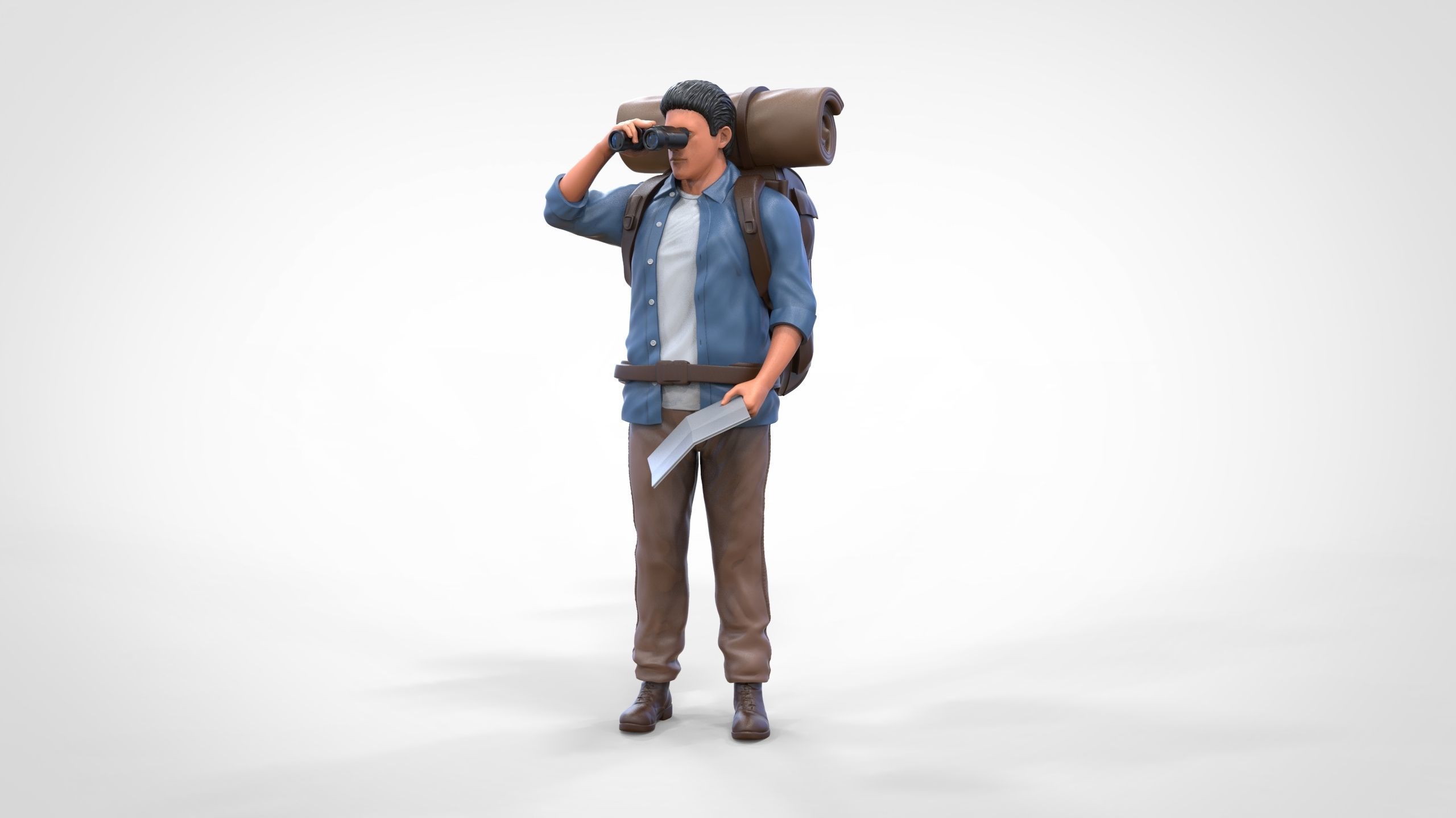 N4 Hiker with binoculars and backpack 3D print model_22