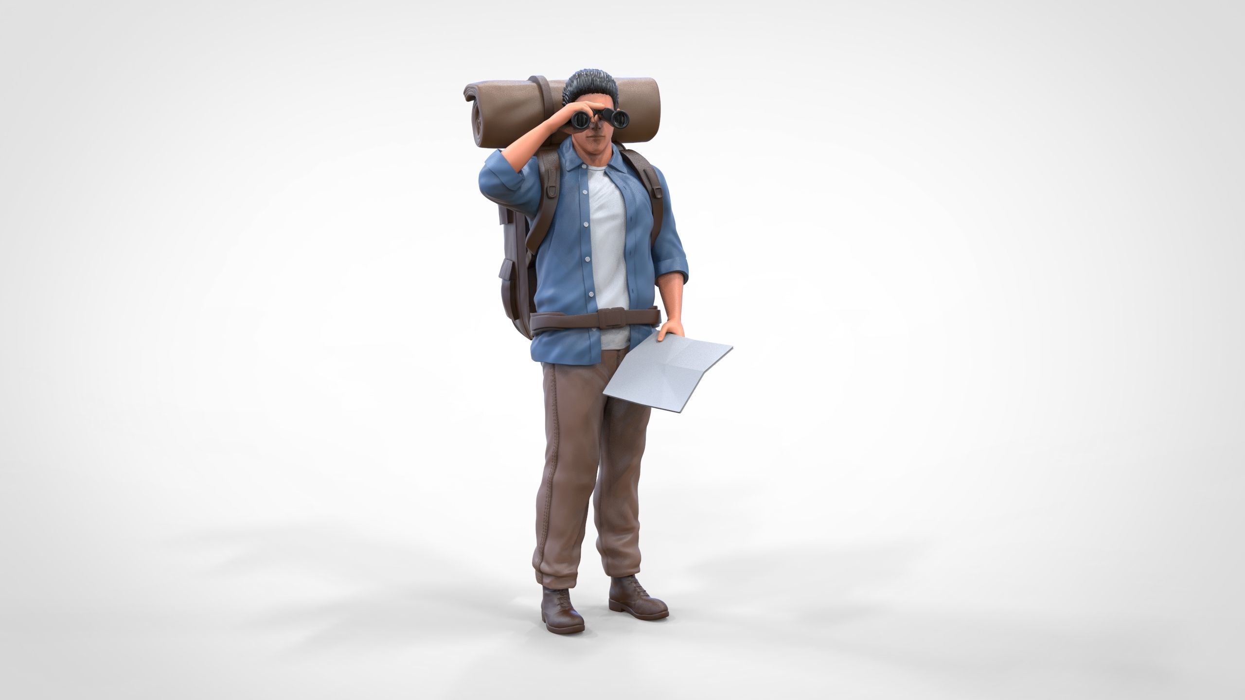 N4 Hiker with binoculars and backpack 3D print model_19