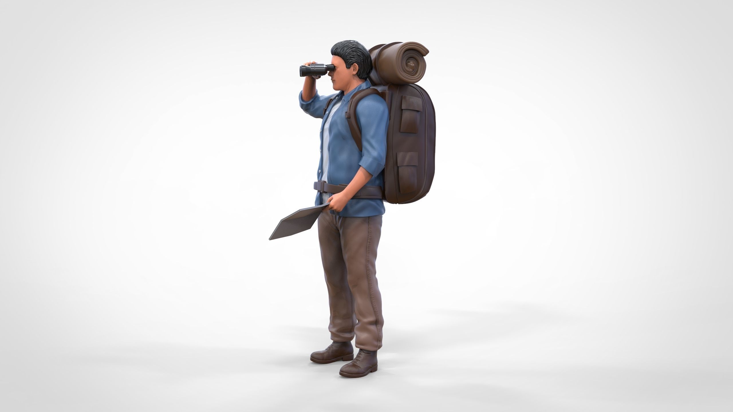 N4 Hiker with binoculars and backpack 3D print model_1