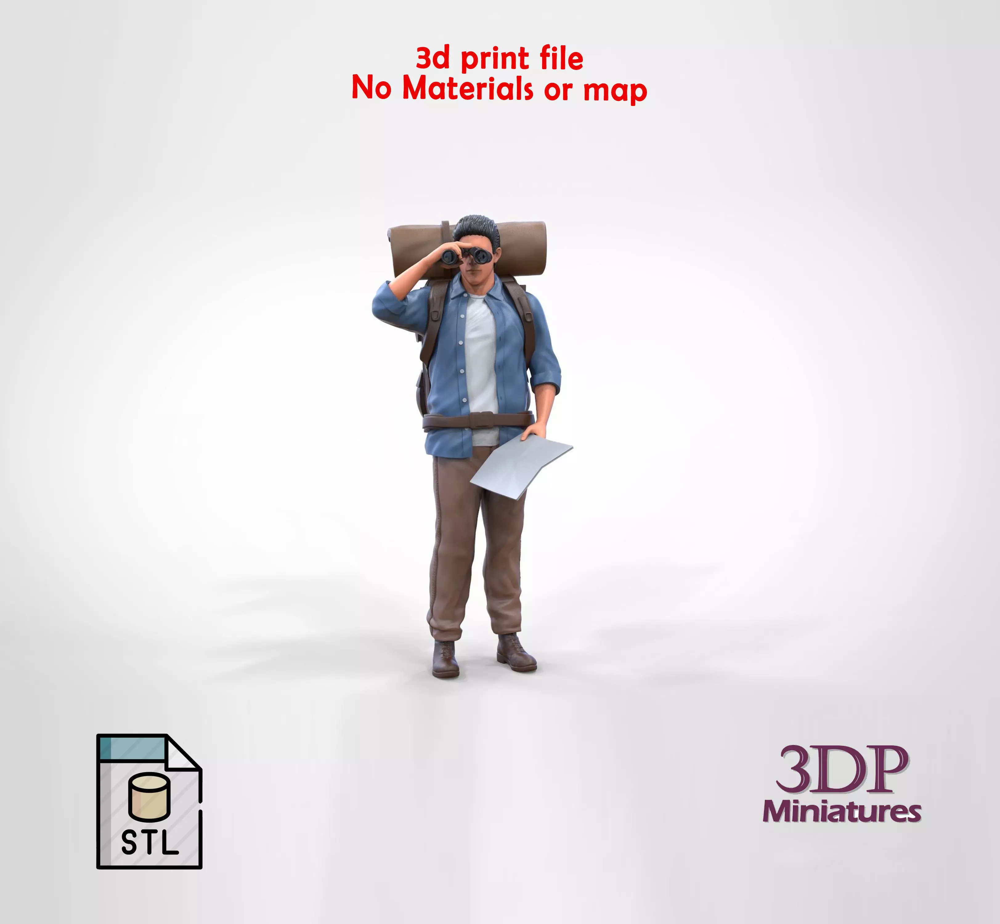 N4 Hiker with binoculars and backpack 3D print model_0