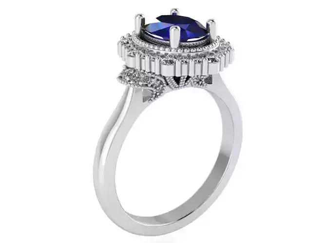 Blue Round diamond ring 2348 3D print model