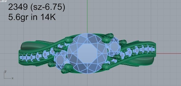 3-stone diamond ring 2349 3D print model 3D print model_4