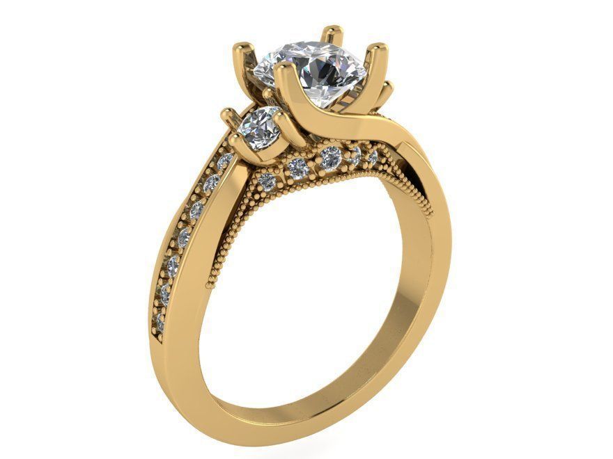 3-stone diamond ring 2349 3D print model 3D print model_1