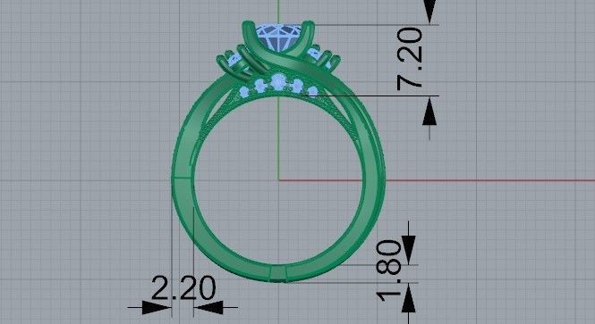 3-stone diamond ring 2349 3D print model 3D print model_6