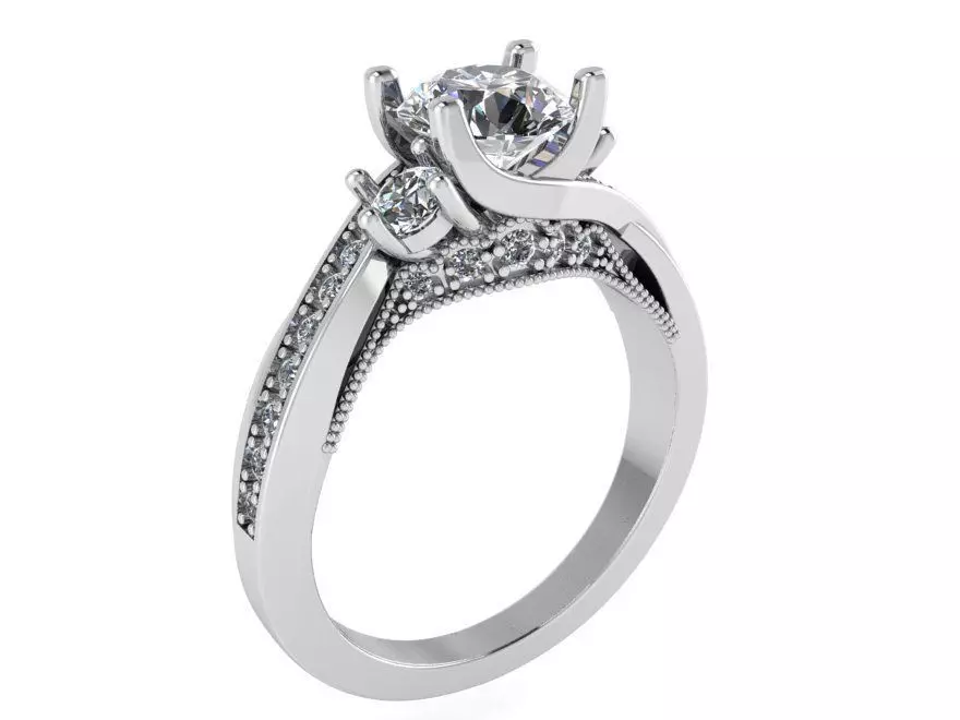 3-stone diamond ring 2349 3D print model 3D print model_0