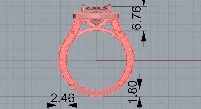 Gallant pink  stone ring 2350 3D print model 3D print model_6