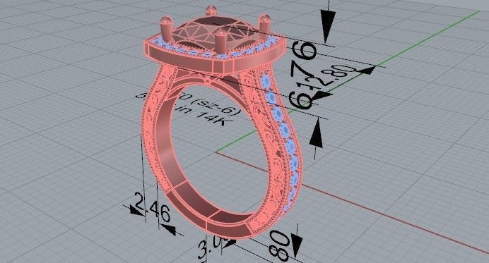 Gallant pink  stone ring 2350 3D print model 3D print model_5