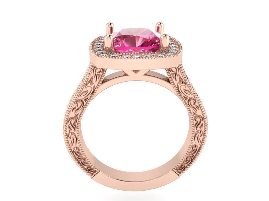 Gallant pink  stone ring 2350 3D print model 3D print model_1