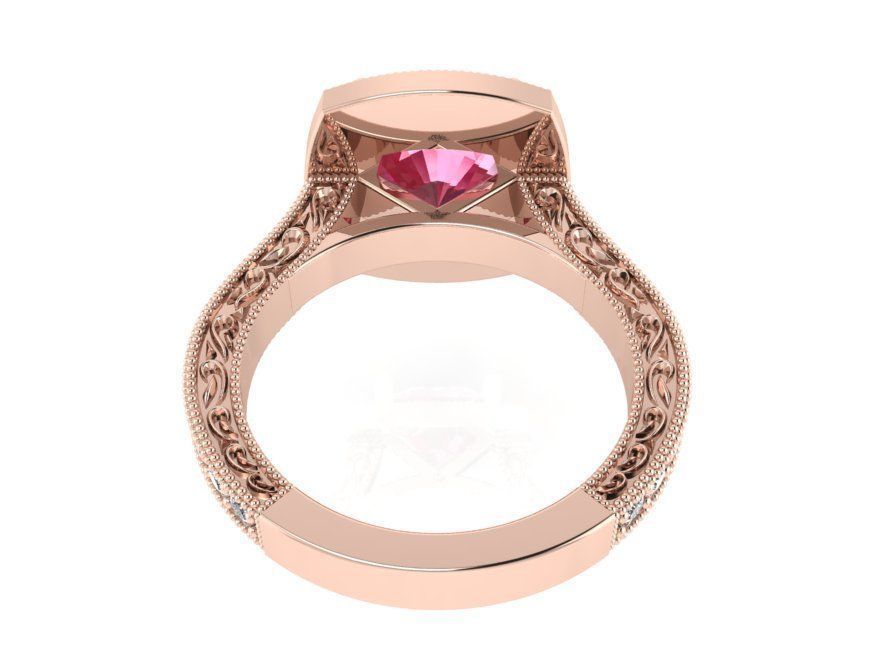 Gallant pink  stone ring 2350 3D print model 3D print model_3