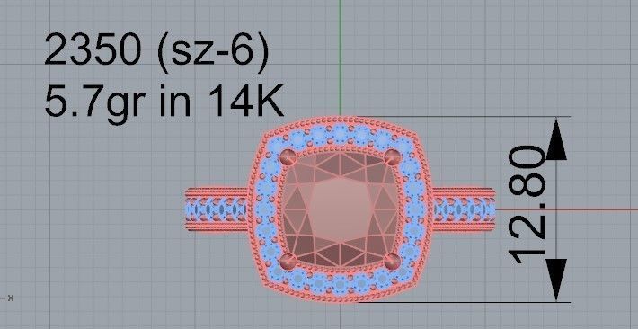 Gallant pink  stone ring 2350 3D print model 3D print model_4