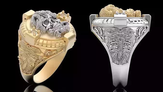 Skull snake pendant silver gold printable jewelry 3D model