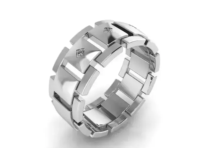 Wide Diamond Cocktail Ring 2351 3D print model