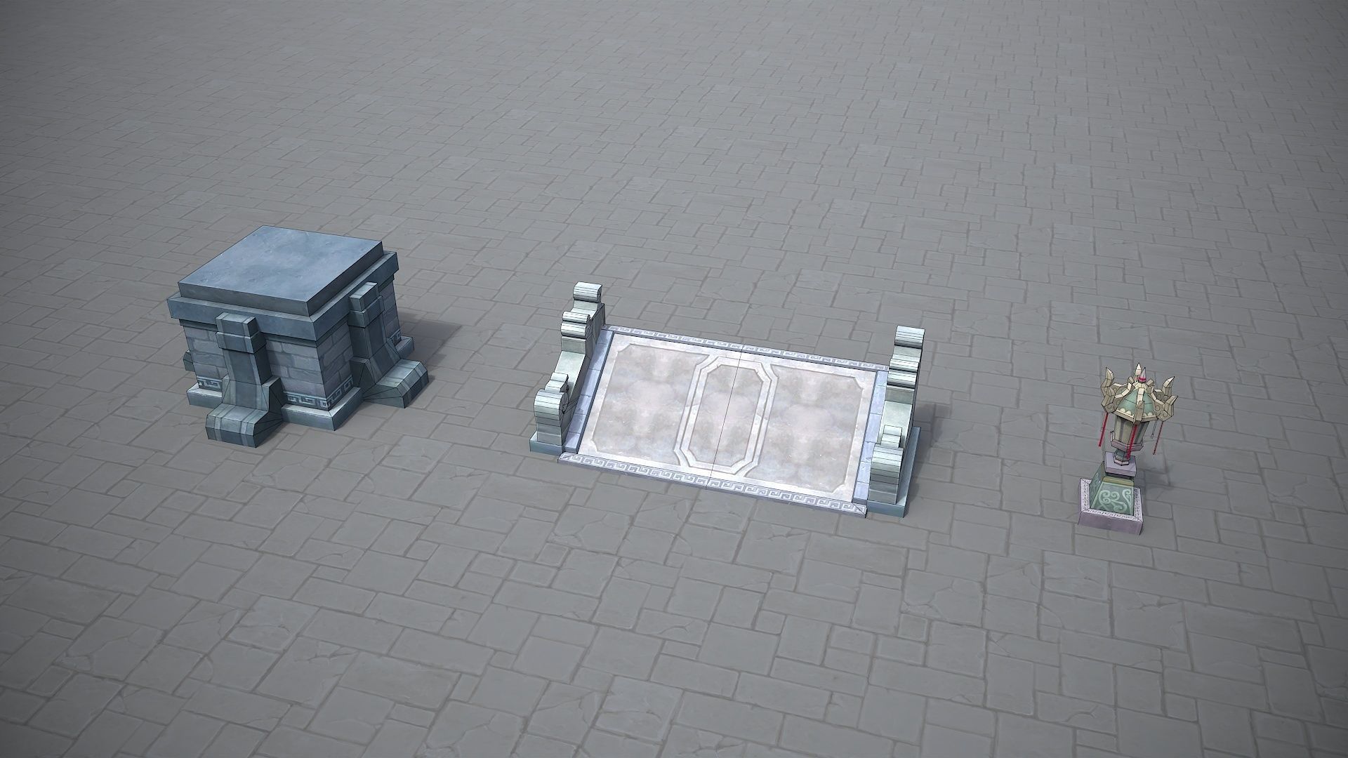 Xianxia Guofeng Building City Gate Low-poly 3D model_6