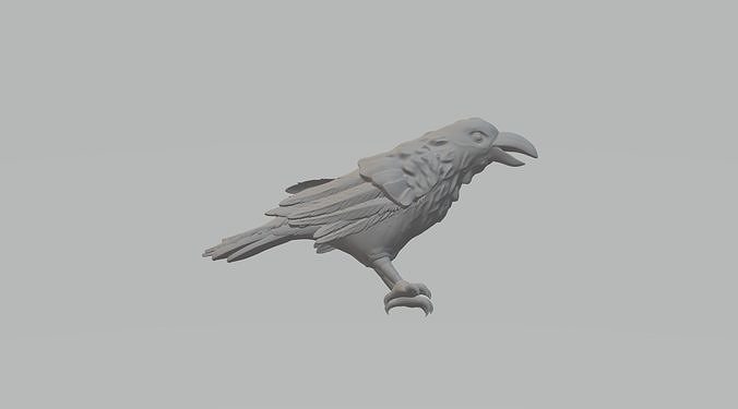 Crow 3D Model raven Low-poly 3D print model