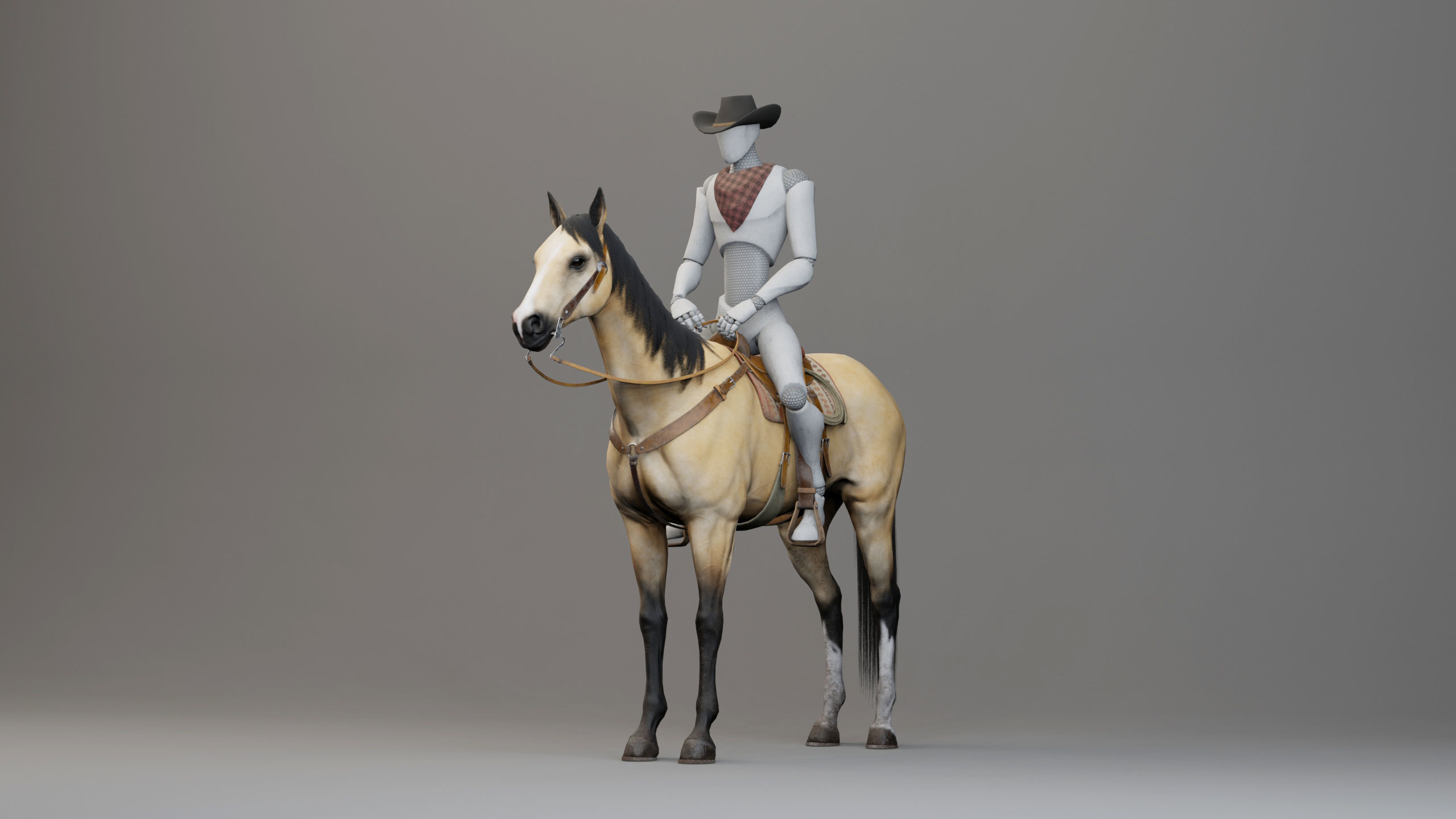 Classic Horse - Western Type Low-poly 3D model_2