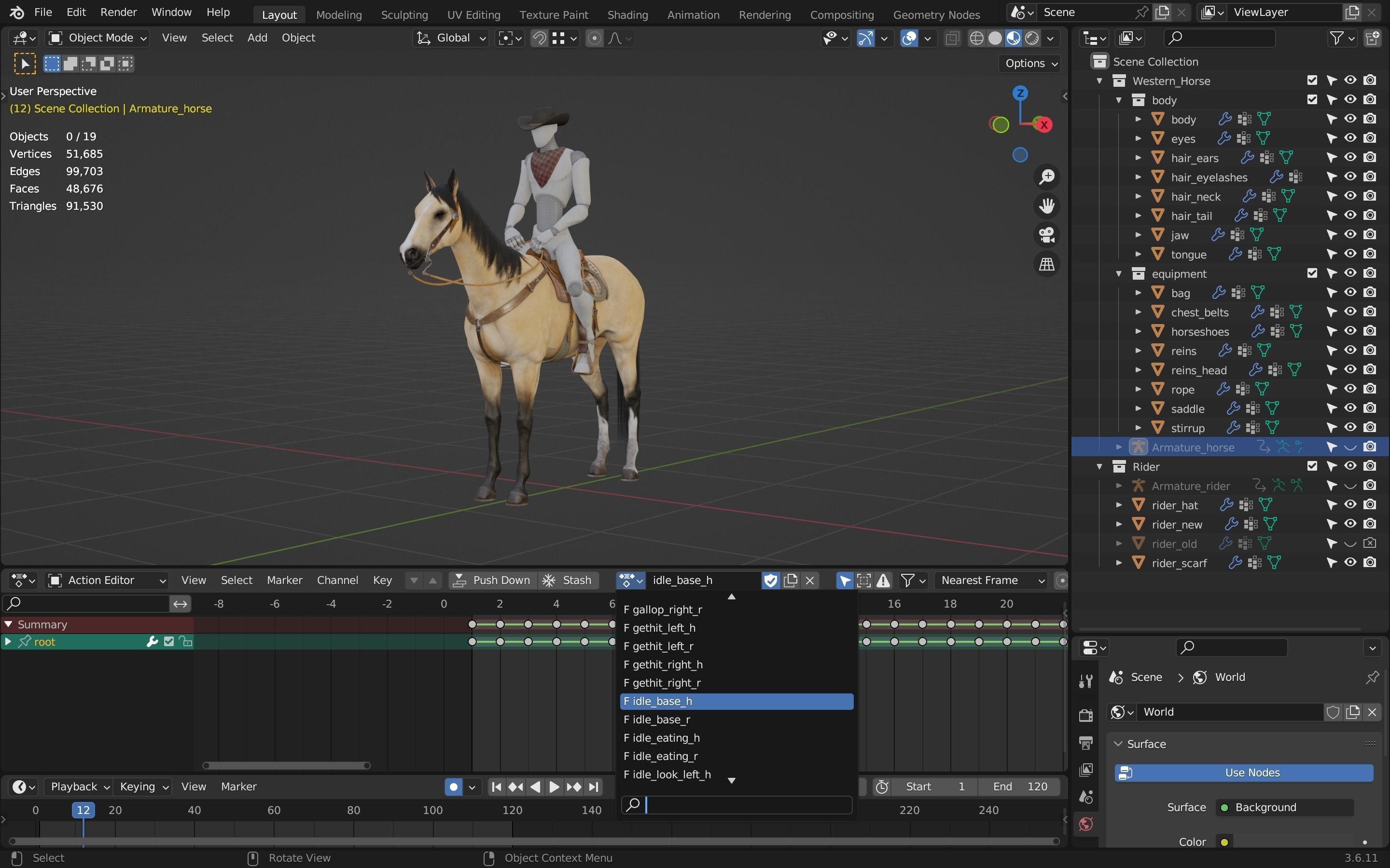 Classic Horse - Western Type Low-poly 3D model_11
