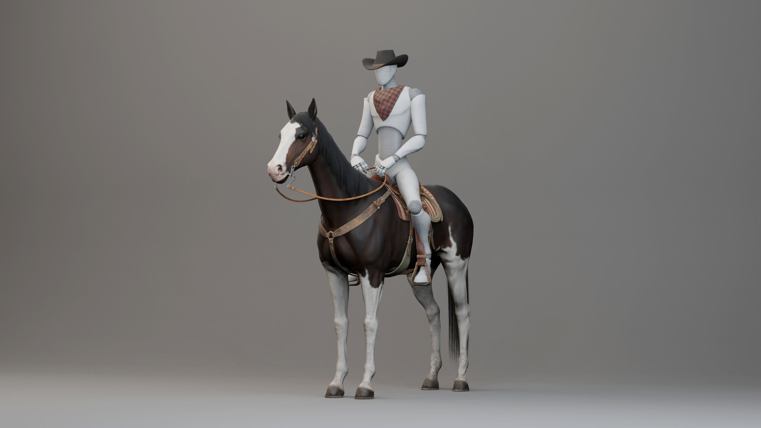 Classic Horse - Western Type Low-poly 3D model_3