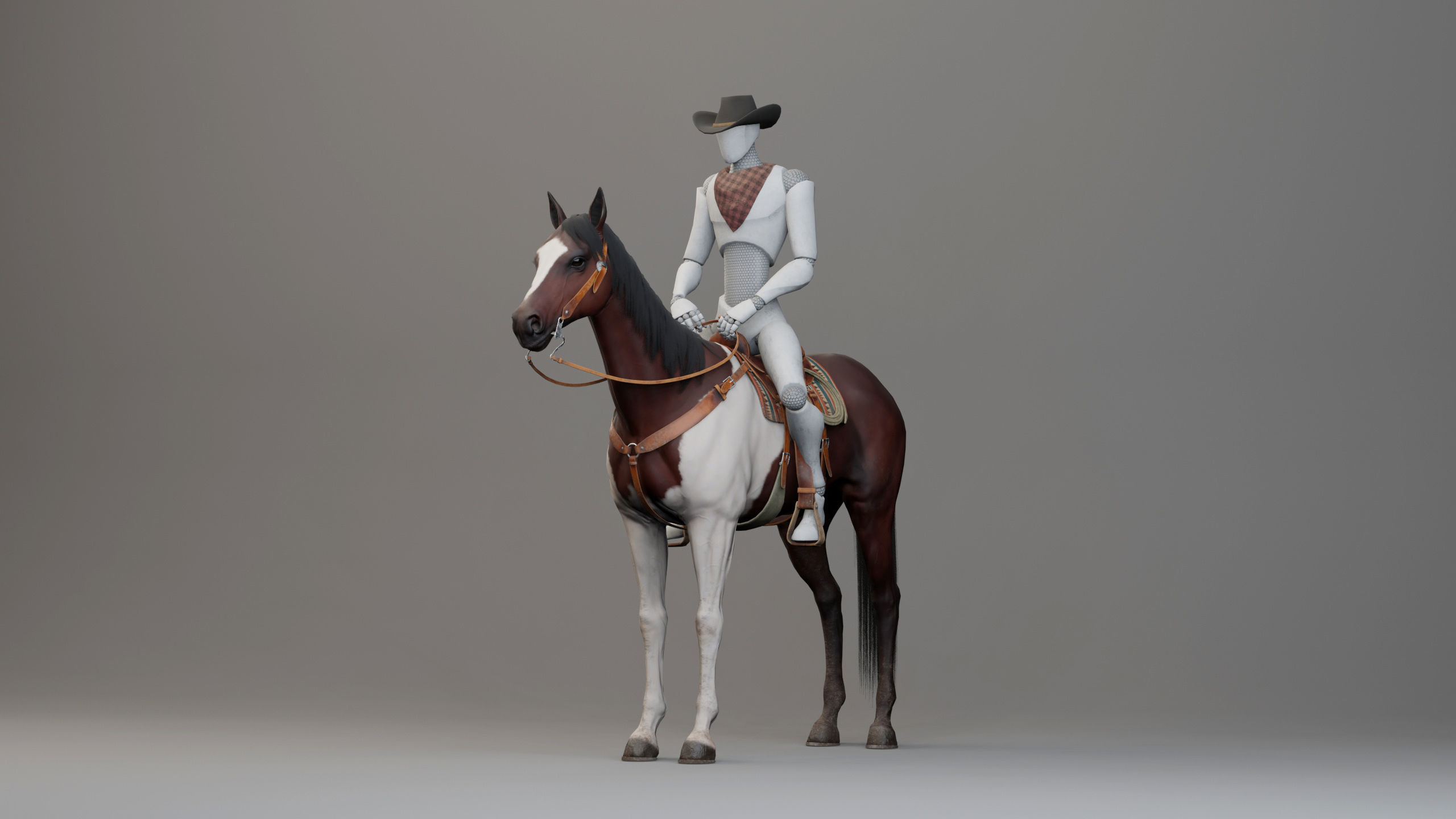 Classic Horse - Western Type Low-poly 3D model_4