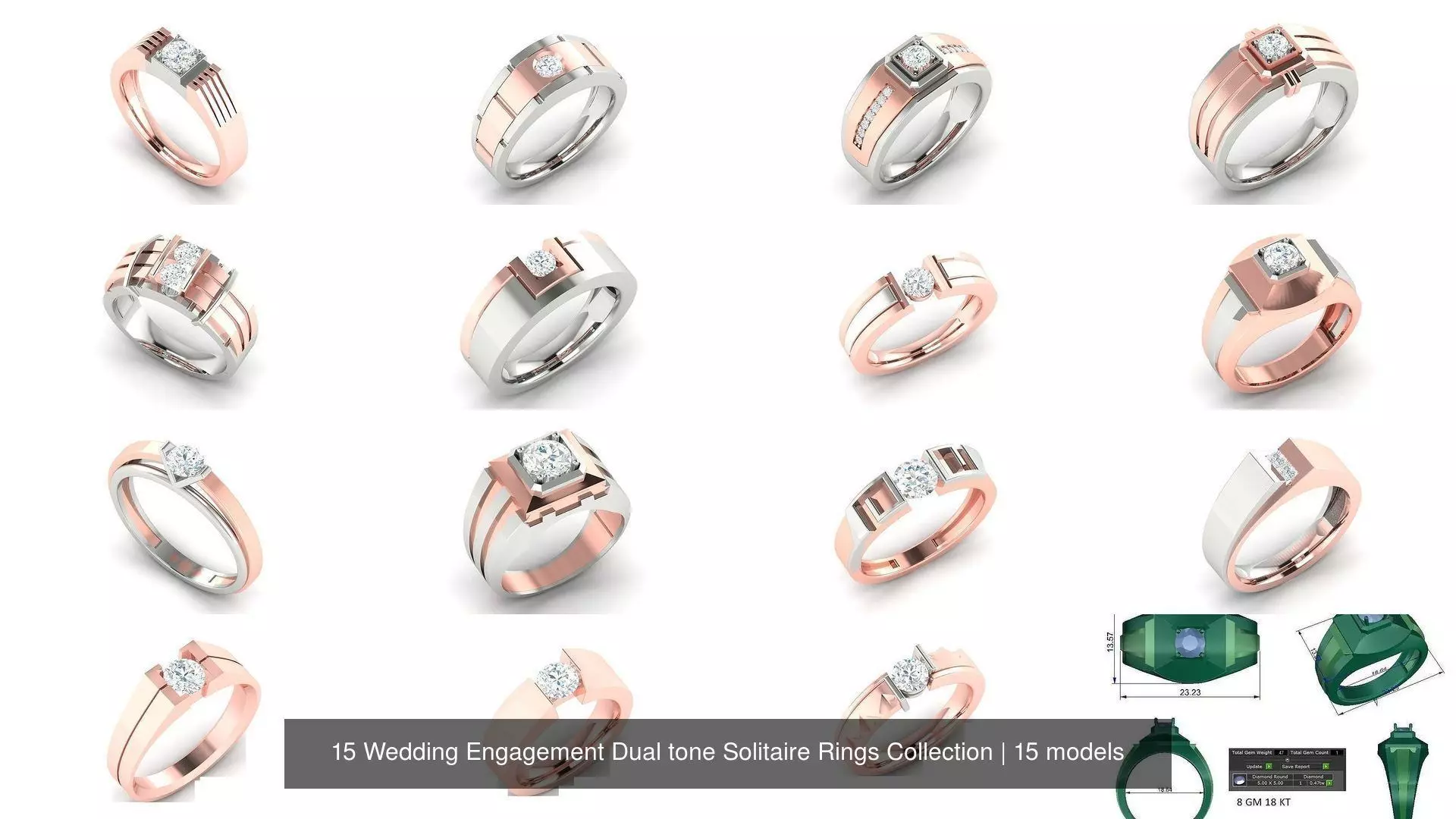 15 Wedding Engagement Dual tone Solitaire Rings Collection _0