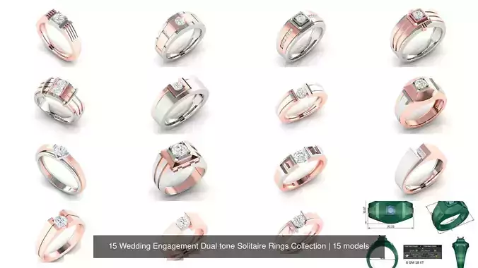 15 Wedding Engagement Dual tone Solitaire Rings Collection 