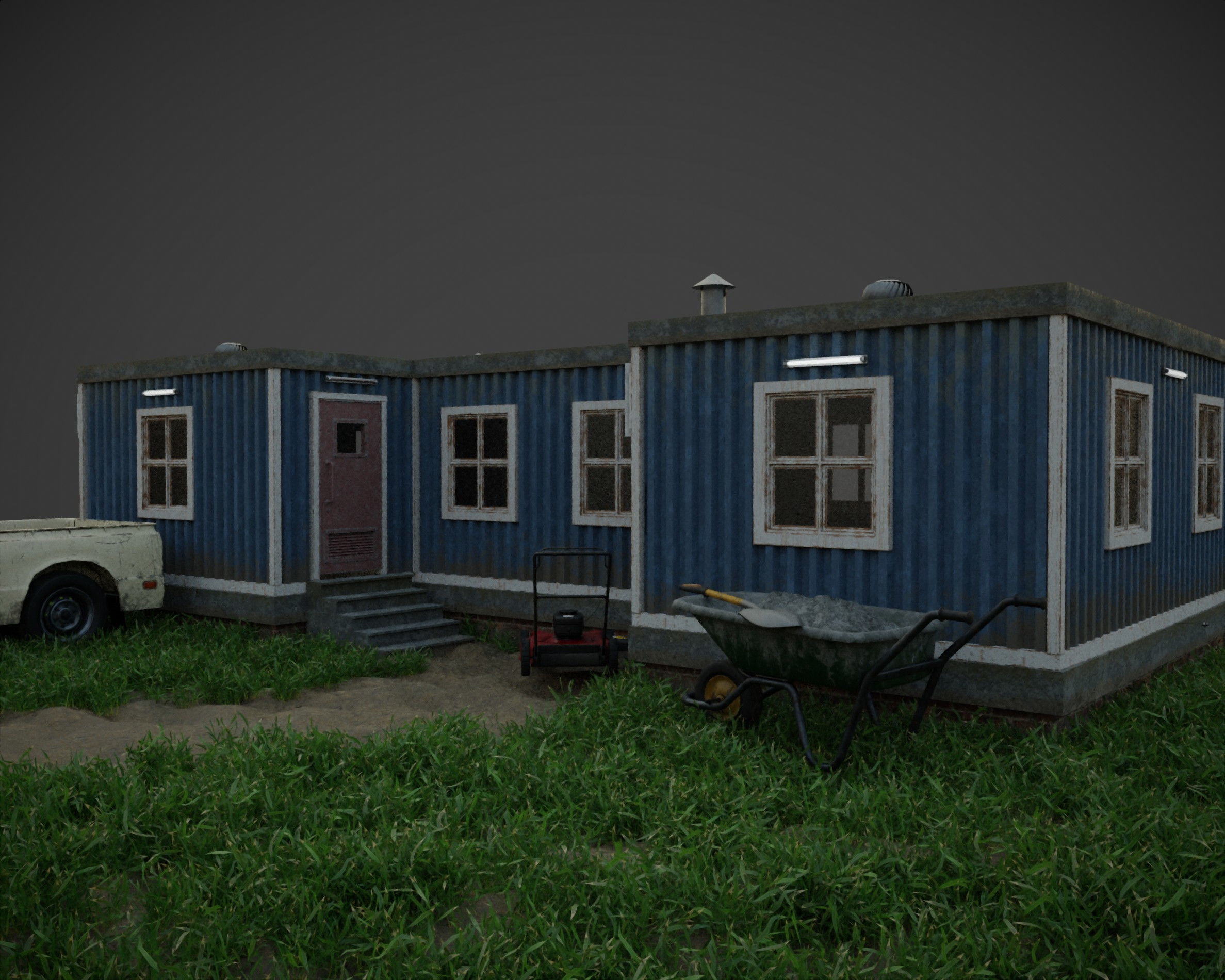 building with interior Low-poly 3D model_1