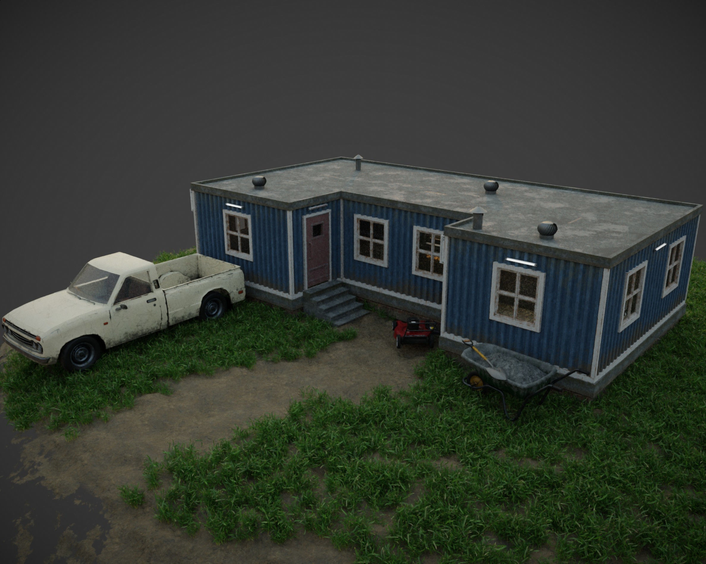 building with interior Low-poly 3D model_3