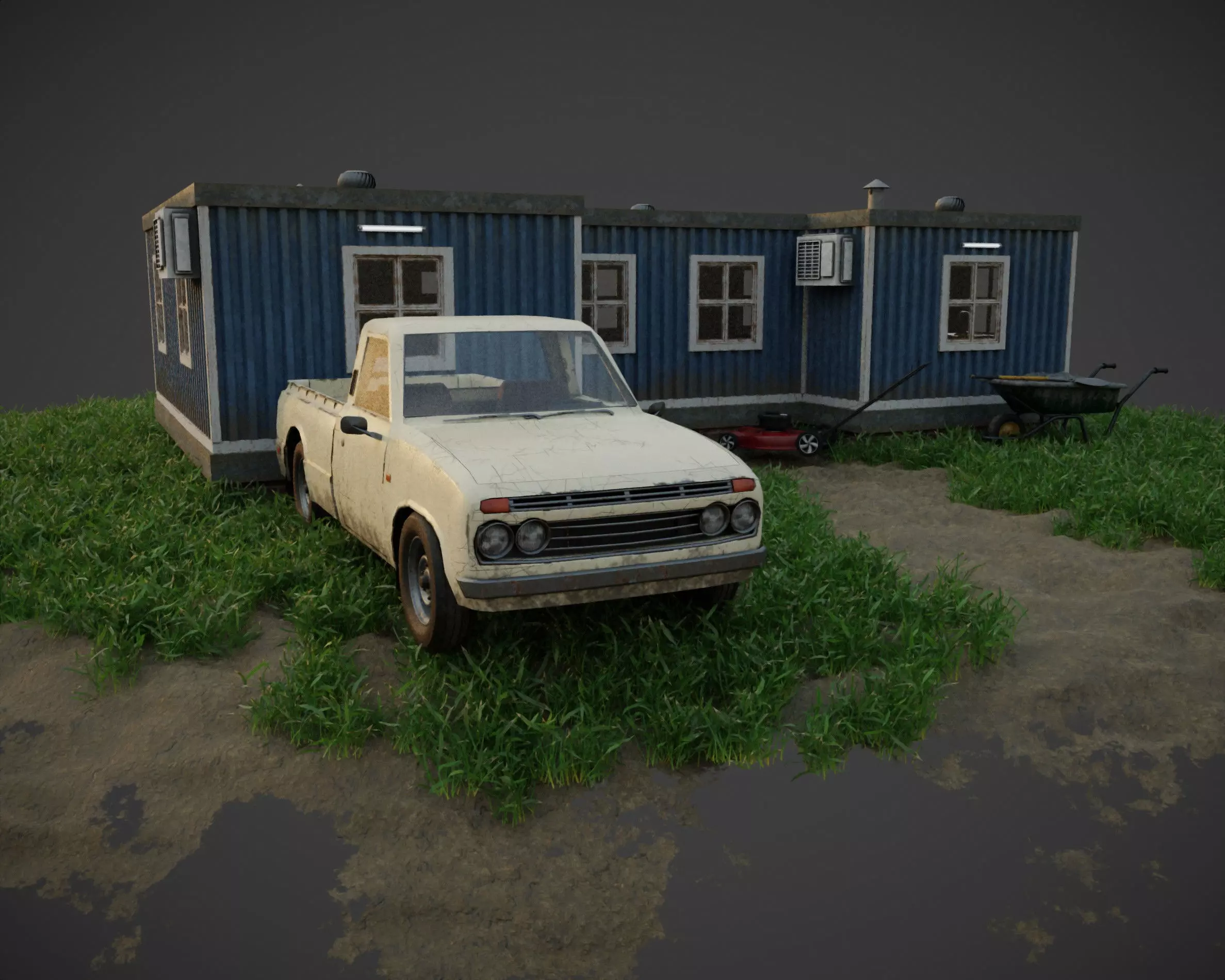 building with interior Low-poly 3D model_0