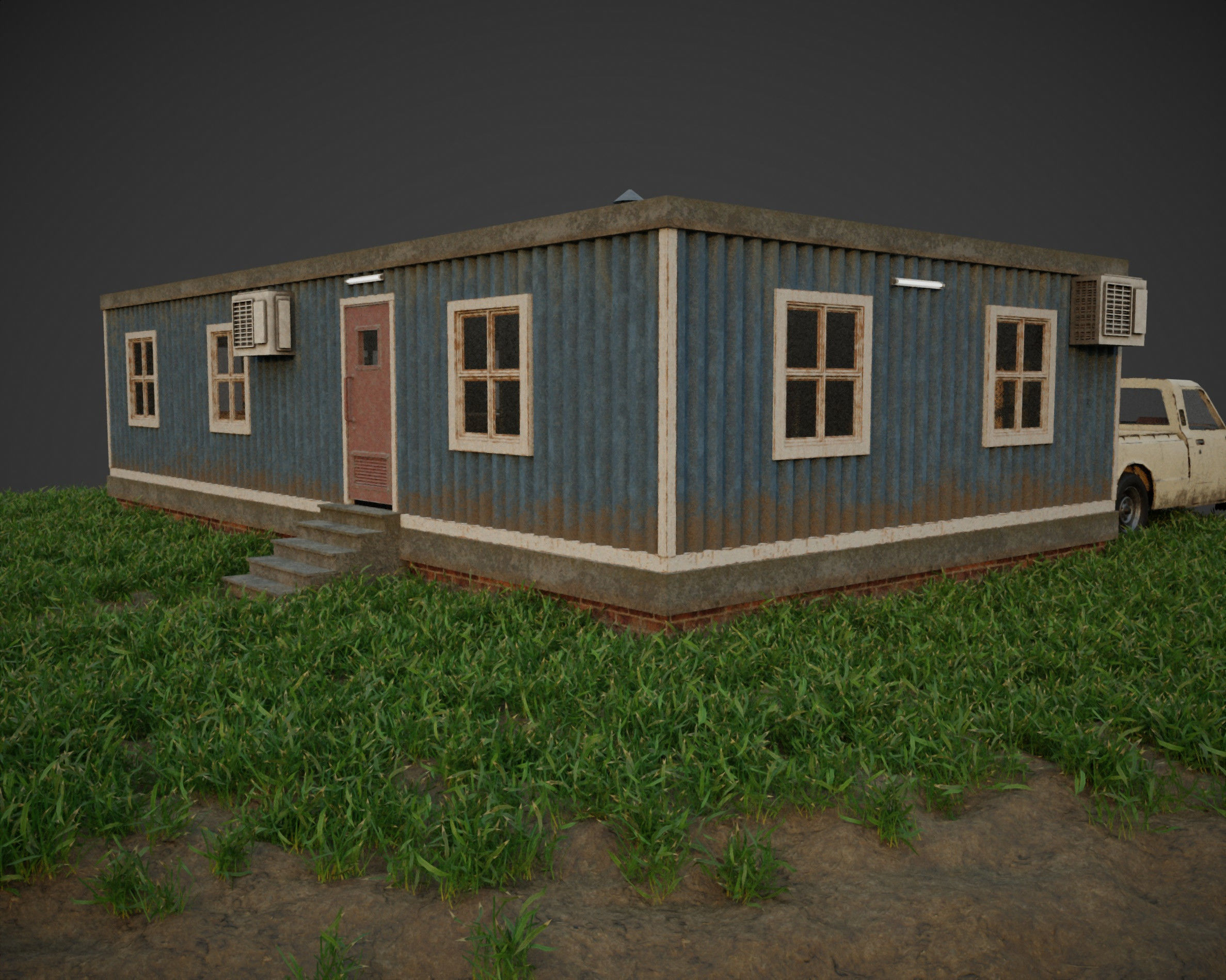 building with interior Low-poly 3D model_2