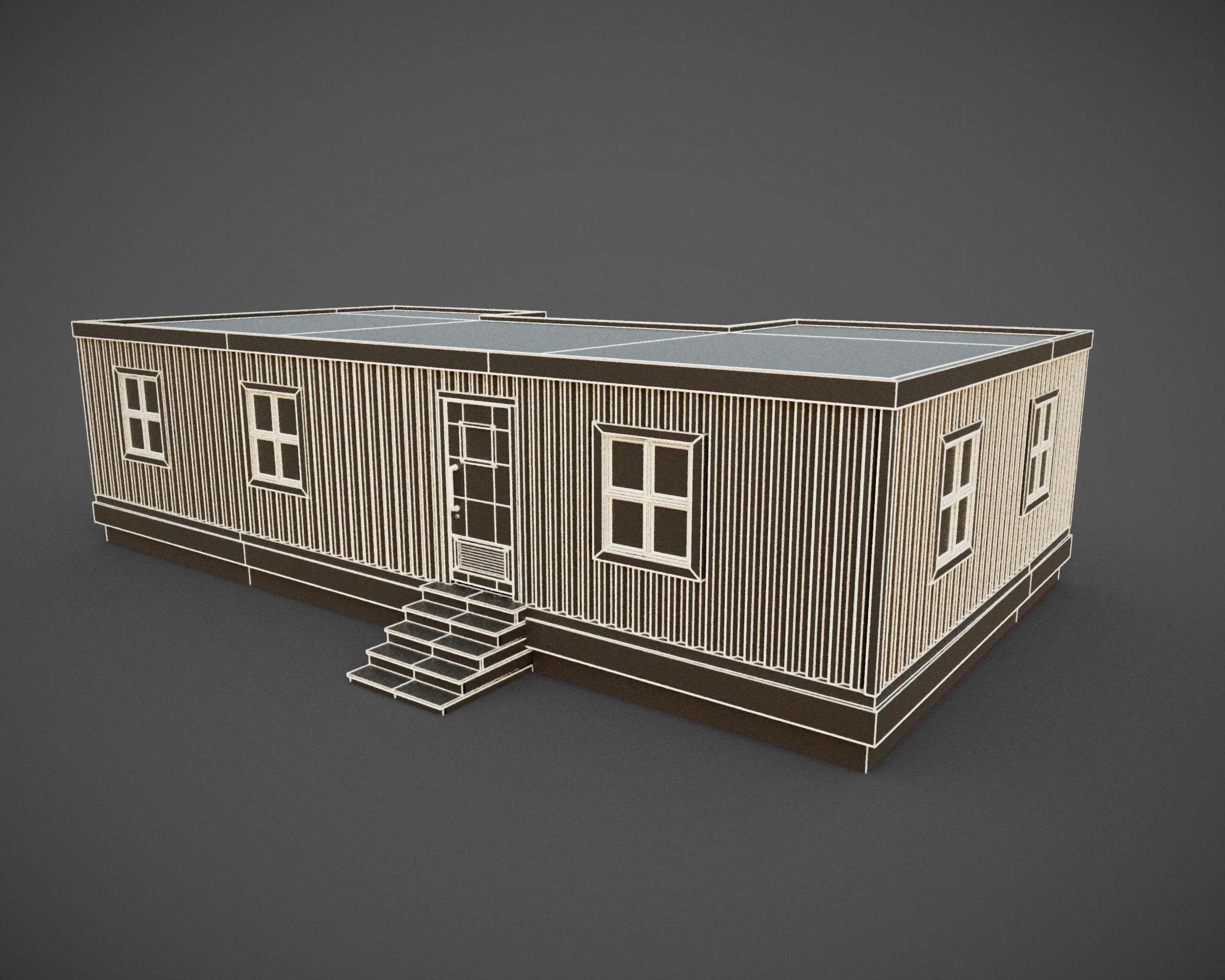 building with interior Low-poly 3D model_7