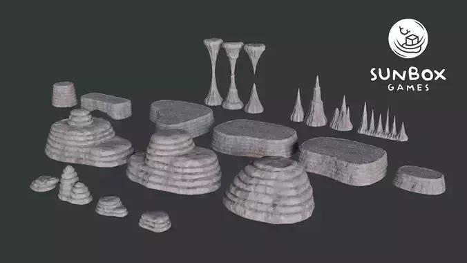 Cave Rocks - Drip Stone Pillar Rock Platform Stone 20 Pieces Low-poly 3D model