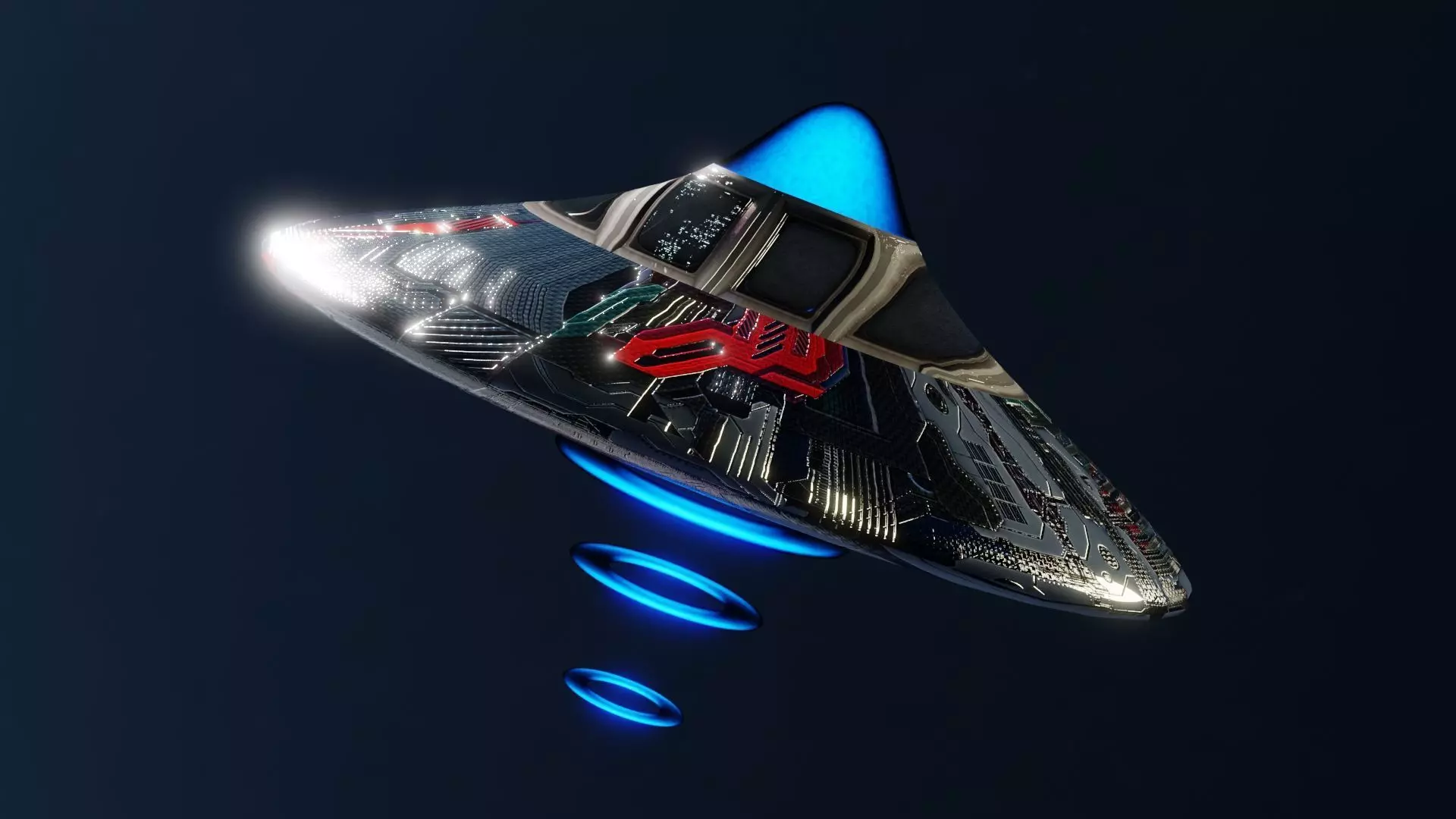 low poly UFO flying in sky Free low-poly 3D model