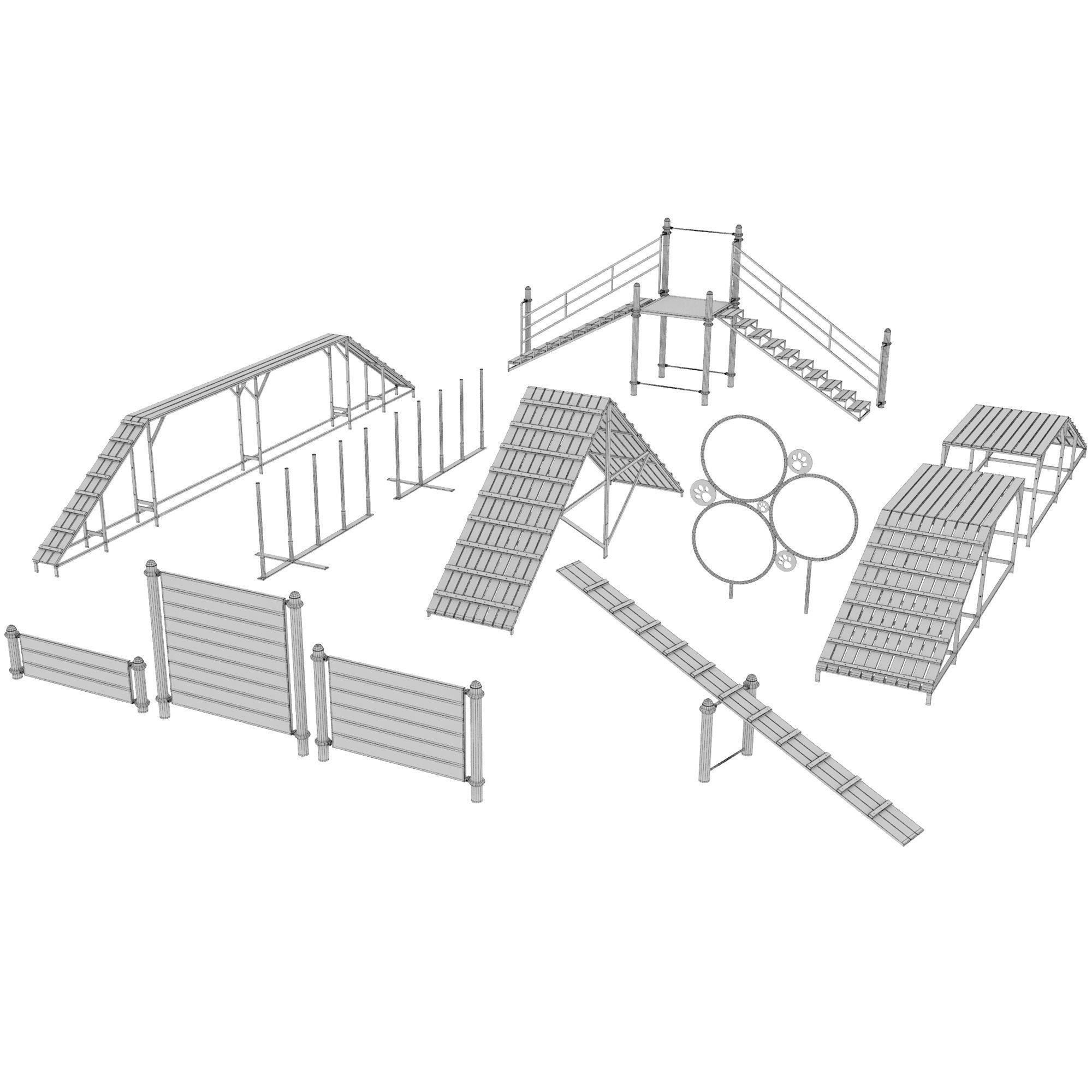 Equipment for dog training grounds 3D model_1