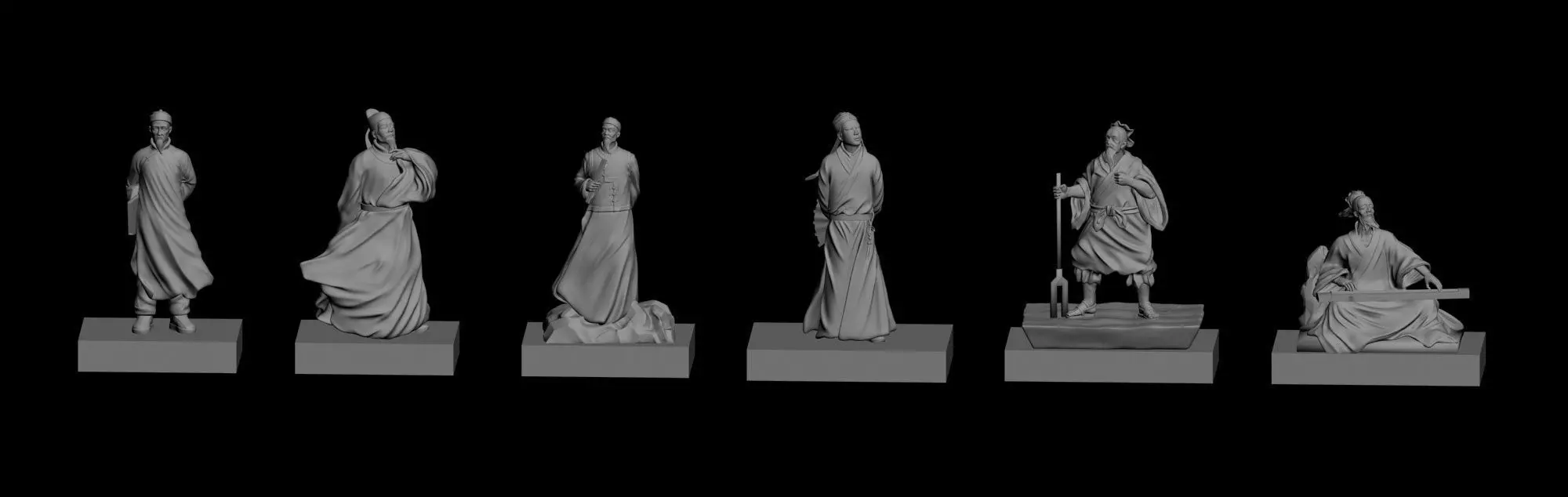 3D Printing Sculpture - Chinese Characters - 3D Print Model 3D model