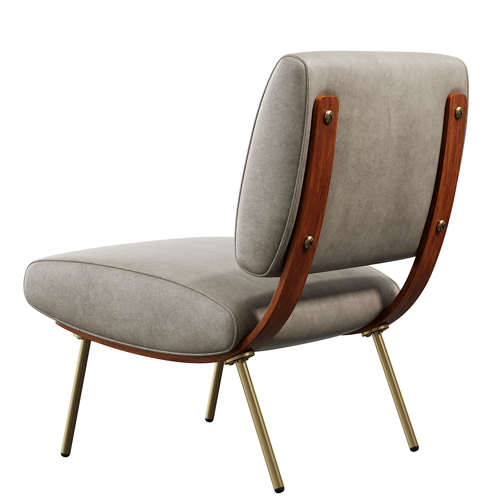 Round Armchair Low-poly 3D model_7