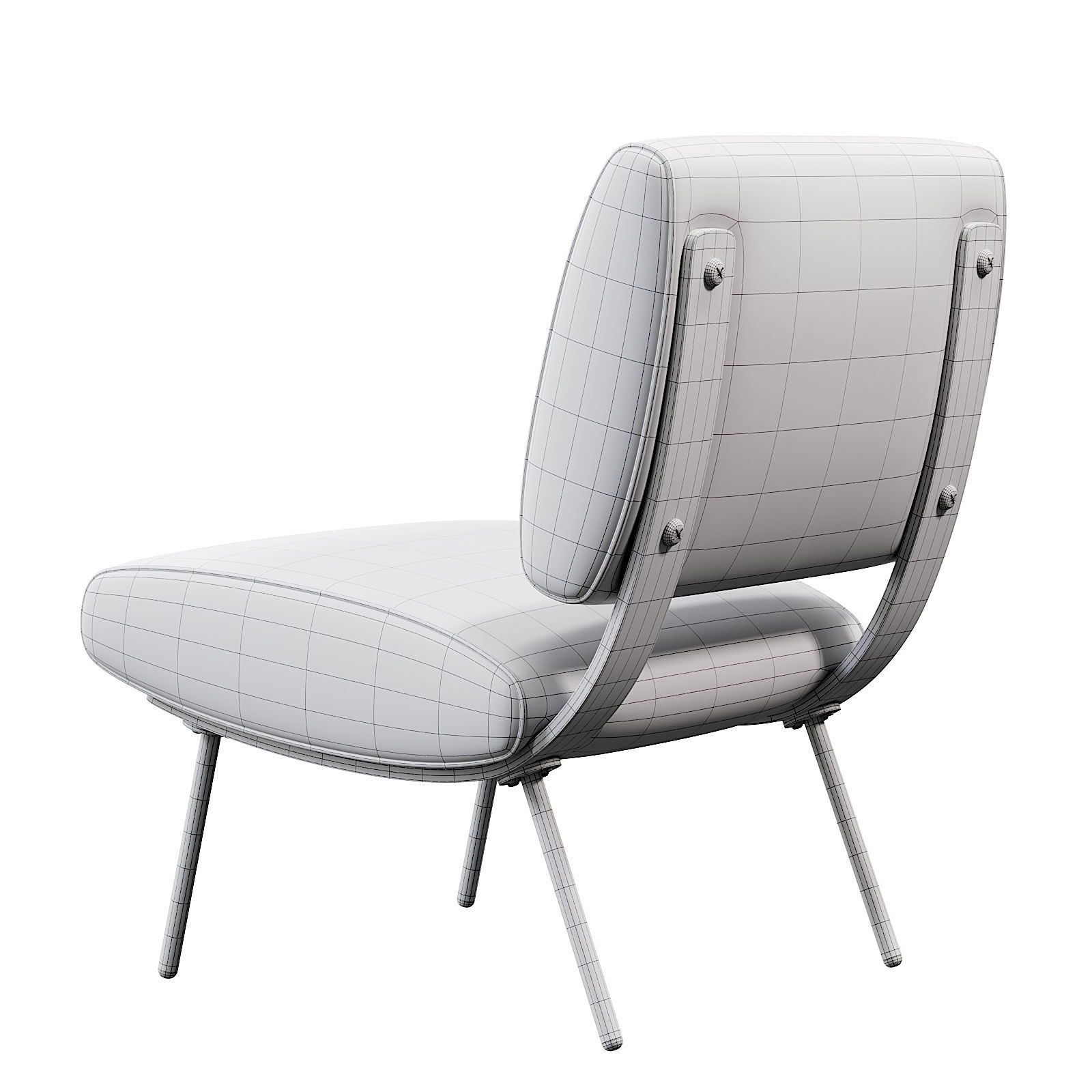 Round Armchair Low-poly 3D model_8