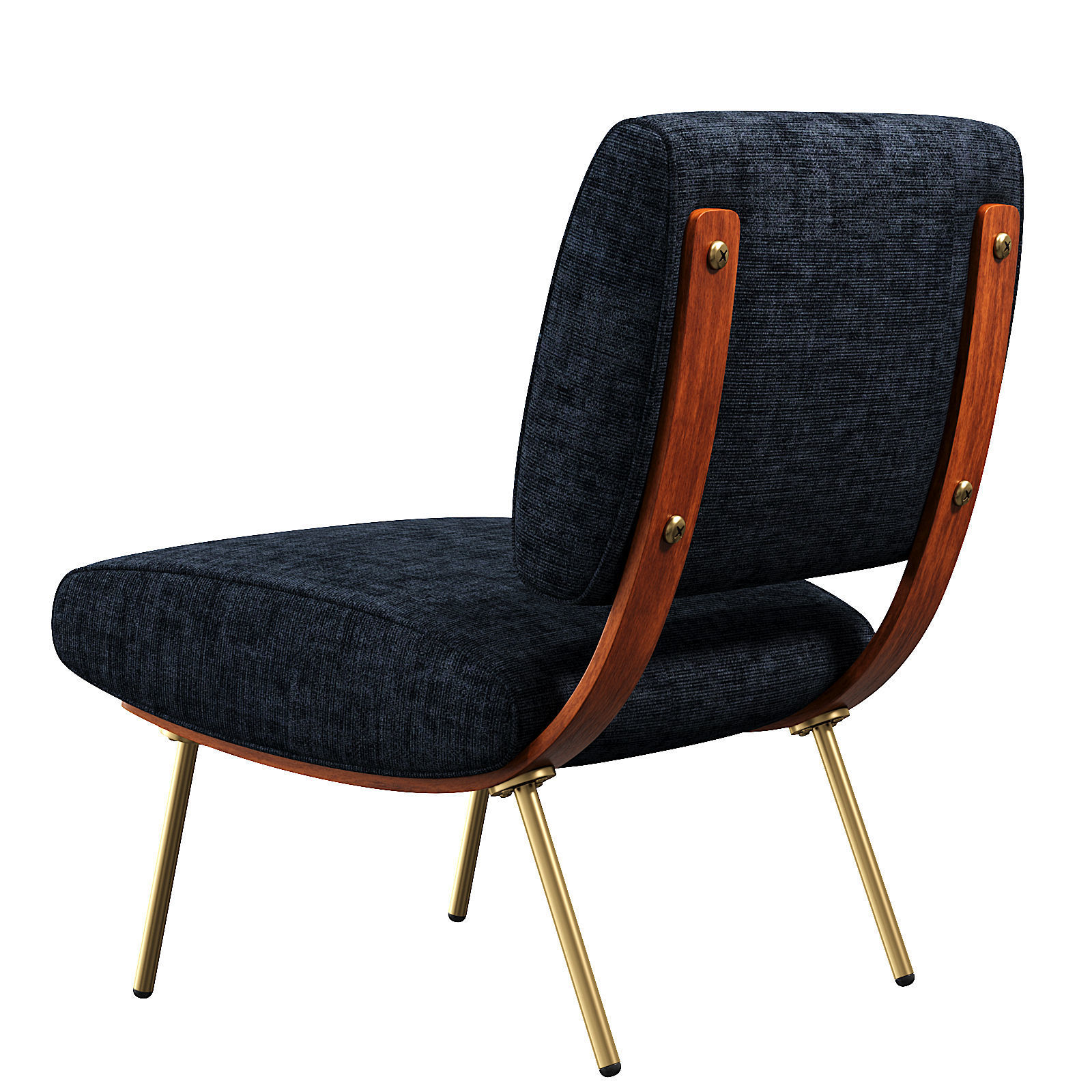 Round Armchair Low-poly 3D model_6