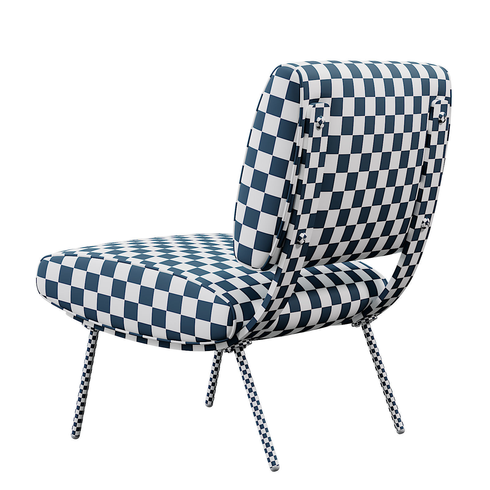 Round Armchair Low-poly 3D model_5