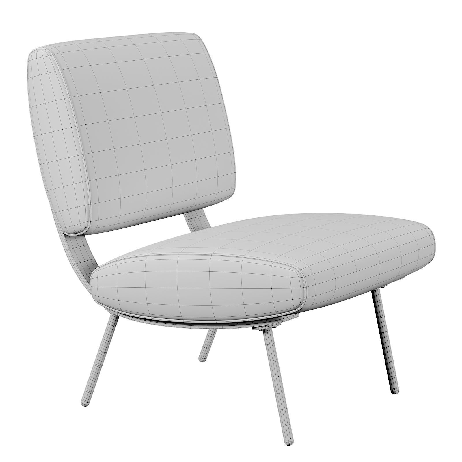Round Armchair Low-poly 3D model_3
