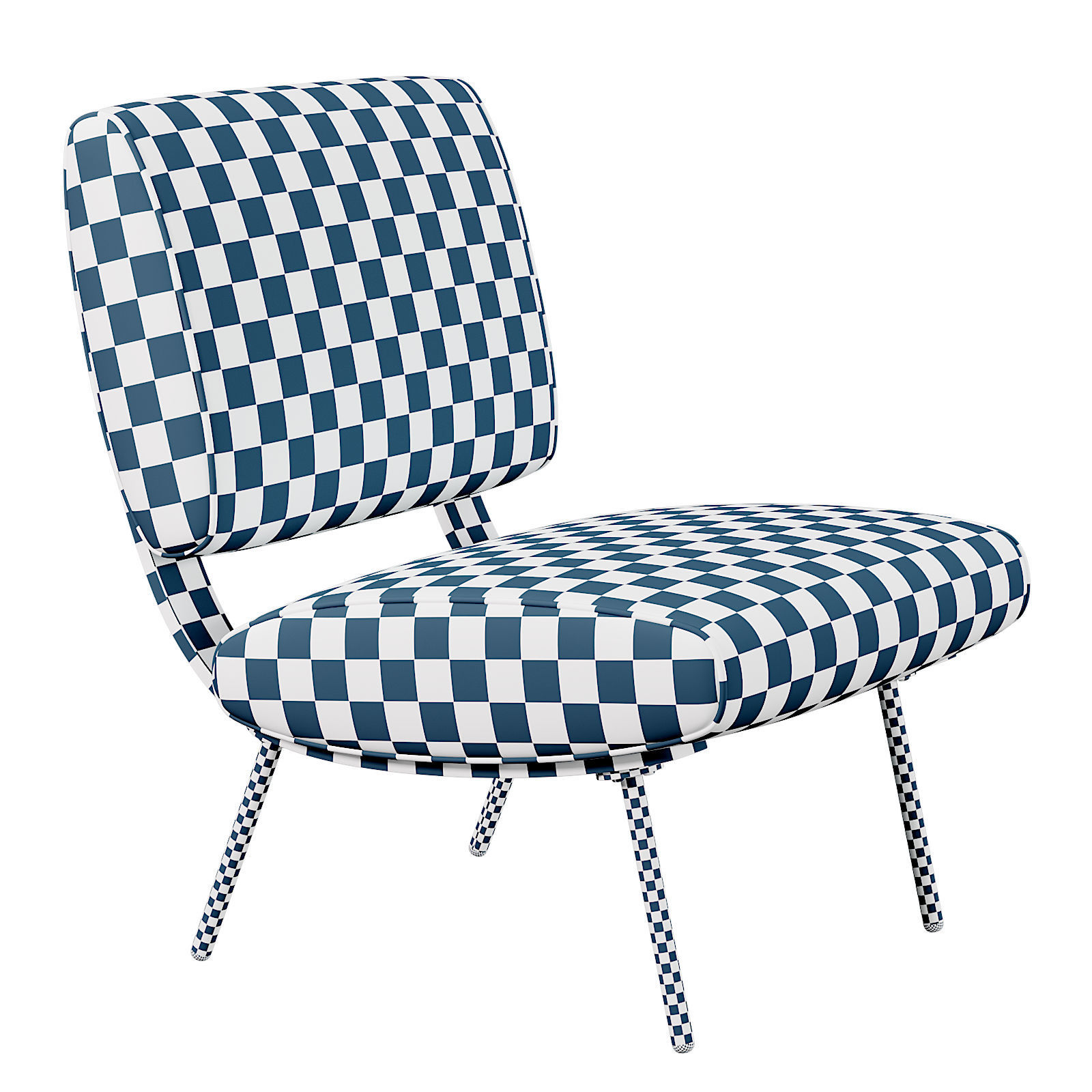 Round Armchair Low-poly 3D model_4