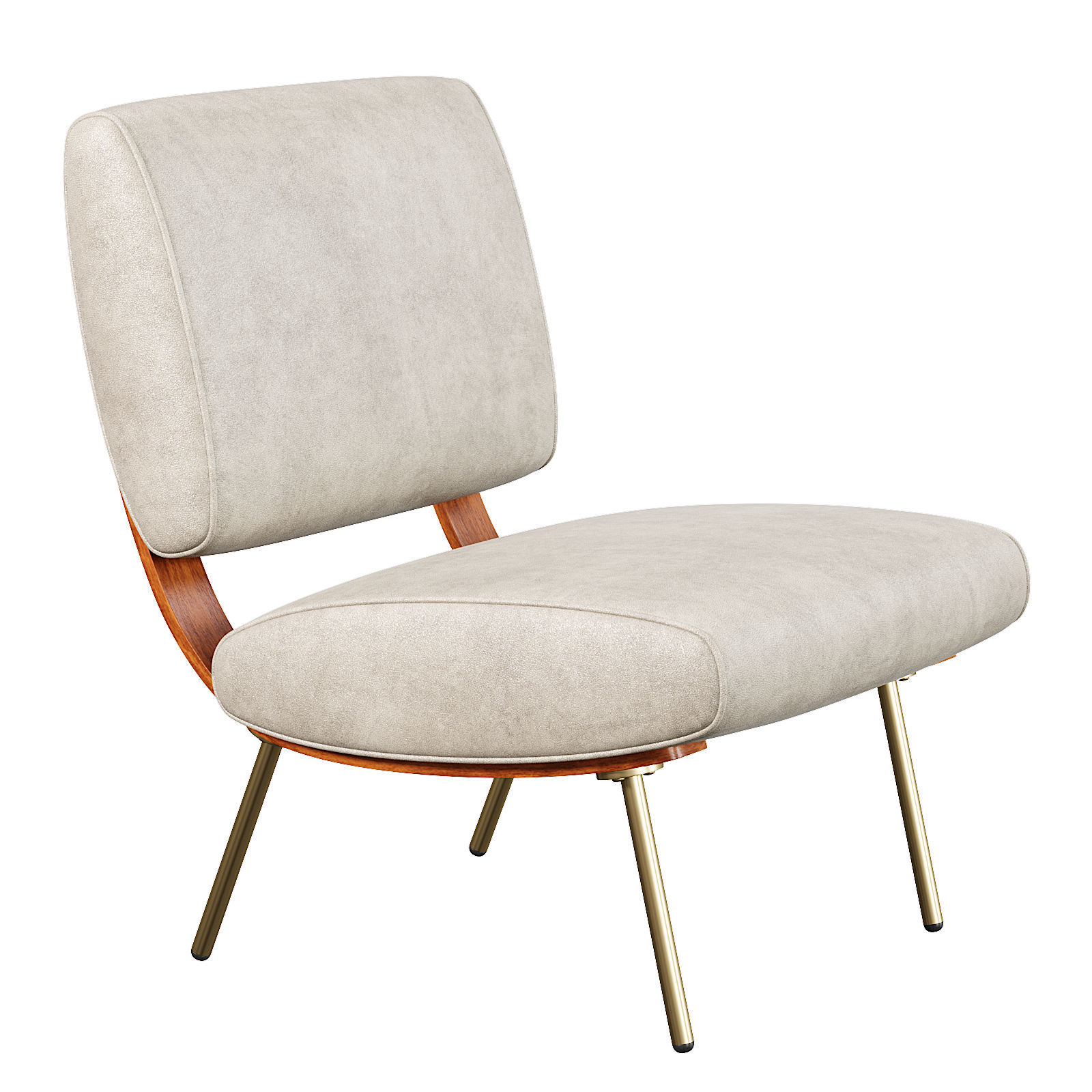 Round Armchair Low-poly 3D model_1