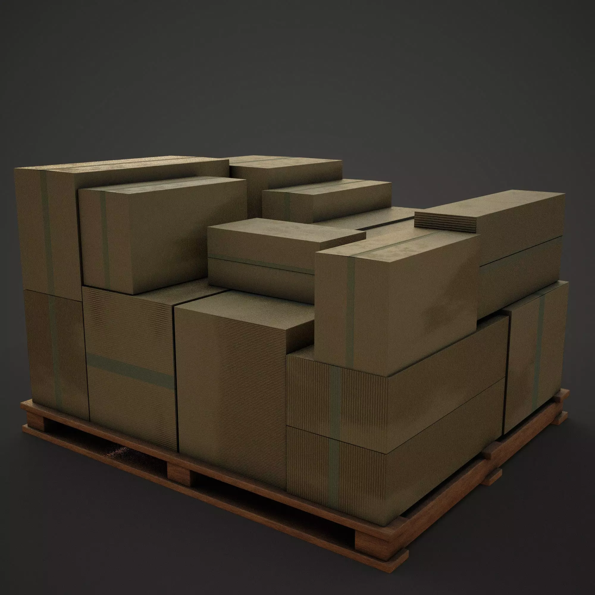 cardboard boxes Low-poly 3D model_0