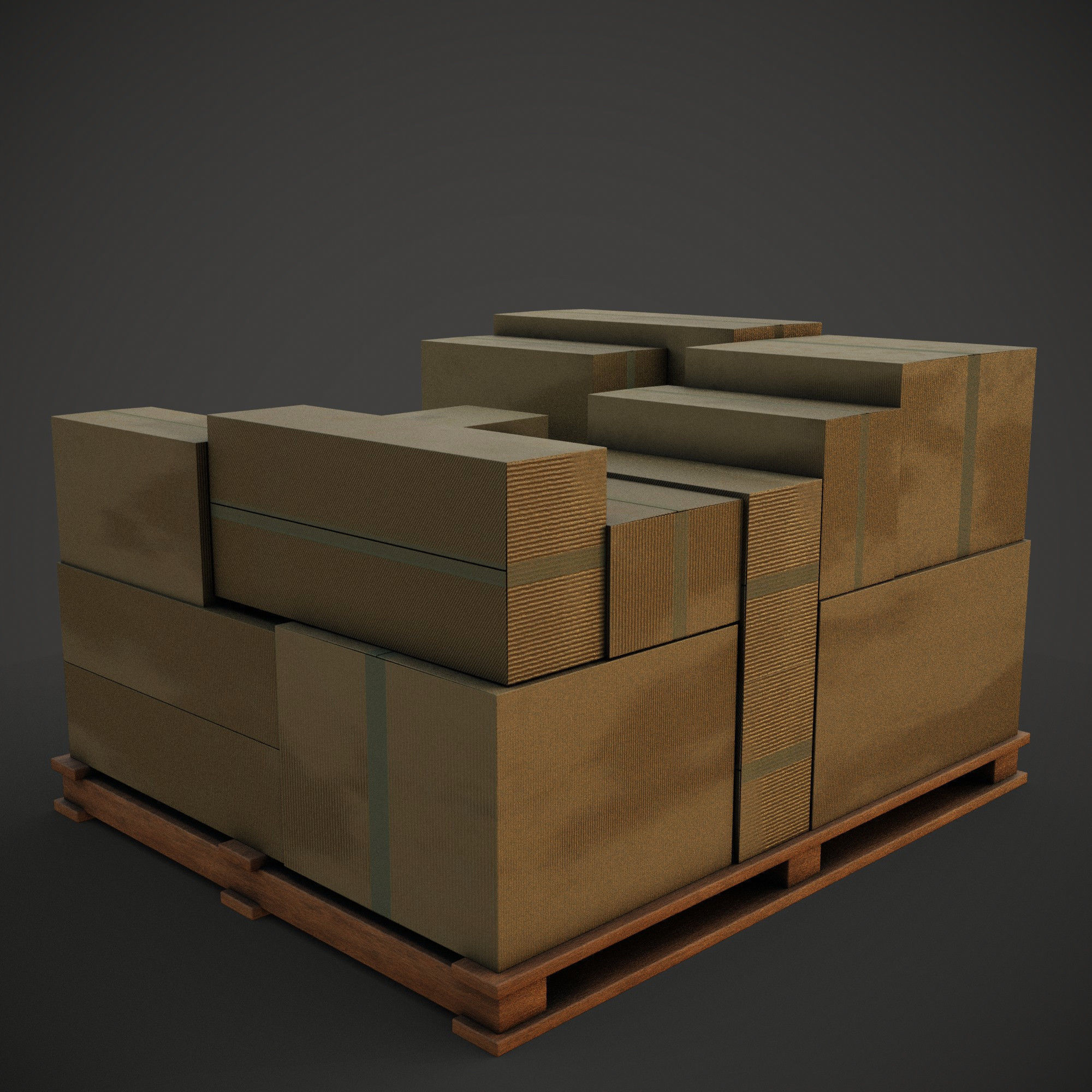 cardboard boxes Low-poly 3D model_1