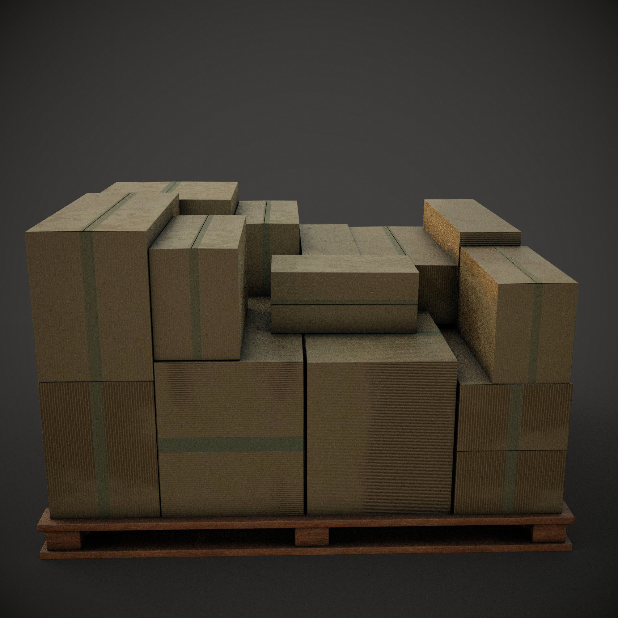 cardboard boxes Low-poly 3D model_2